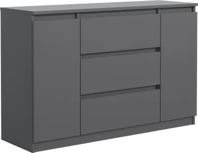 Produktbild von meble masztalerz Kommode Anthrazit 3 Schubladen 2 Türen 120 cm - Sideboard Schlafzimmer - H: 78,2 cm, B: 120 cm