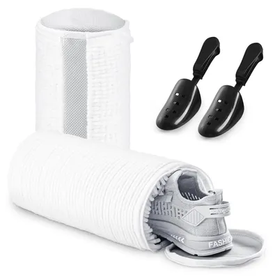 Schuhwaschbeutel 2er Set mit Schuhspannern, Weiß