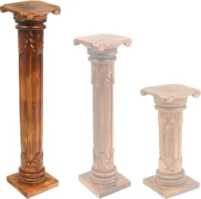 Produktbild von Säule Antike Blumensäule Dekosäule Ständer Sockel Podest Blumenständer Holz in vielen verschiedenen Designs , Säulen Variante Antik:Hellbraun 100 cm