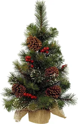 Immagine prodotto di Albero di Natale di pino innevato con bacche e mele - 45 cm
