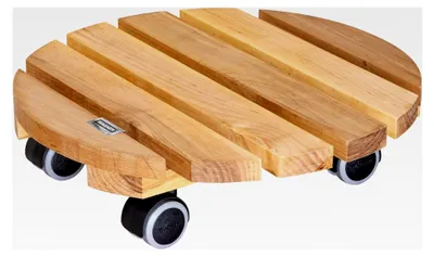 Produktbild von WAGNER Pflanzenroller NATURE Ø 30 x 8 cm - Pflanzenroller für den Innenbereich, Erle natur - Blumenroller aus -Massivholz - Kübelroller aus Holz - Tragkraft 100 kg - Hergestellt in der EU