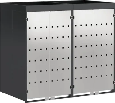 Produktbild von vidaXL Wagenmüllbehälter für 2 Behälter 136 x 77,5 x 121,5 cm Stahl