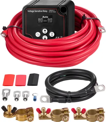 Immagine prodotto di SucceBuy kit doppio relè staccabatteria, 12 V, 140 A, relè sensibile alla tensione con voltmetro e display LCD, interruttore staccabatteria, adatto per batterie al piombo, adatto per UTV e ATV