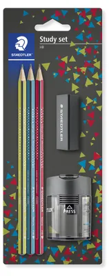 Produktbild von STAEDTLER Noris 183 Bleistift Blisterkarte mit 3 Bleistiften HB, Radierer und Spitzer