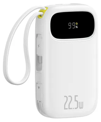 Zdjęcie produktu dla Powerbank Baseus Enerfill Fc31 10000Mah 22.5W Z Wyświetlaczem Cyfrowym Z 2 Wbudowanymi Kablami - Biały