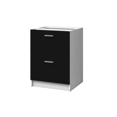 Image de EXTRA - Armoire de cuisine basse 60cm 2 tiroirs - Noir mat