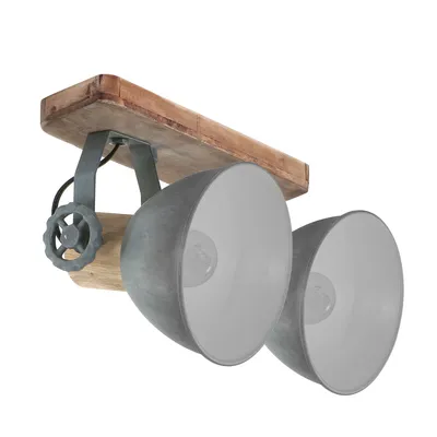 Image de Mexlite - spot - Gearwood - gris - métal bois de caoutchouc - spot en saillie - E27 - 7969GR