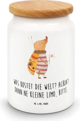 Produktbild von Mr. & Mrs. Panda Kaffeedose Nachtfalter Fähnchen - Weiß - Geschenk, Käfer, Snackdose, Küche Deko, Süß, Spruch Witzig, salzdose, Lustig, Frischhaltedose, Keksdose