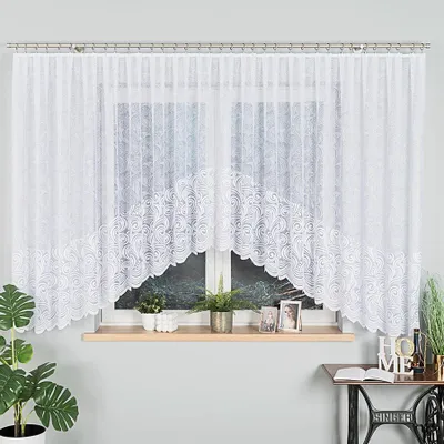 Produktbild von KINGA - Fertiggardine aus Jacquard mit Schnitt unten - 500x160 cm - weiß