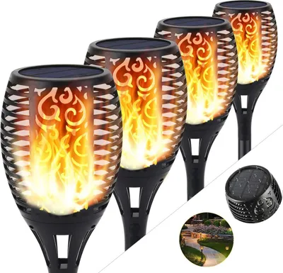 Produktbild von 2x Solarleuchte 96 LED Garten Beleuchtung Solar Licht Lampe Fackel Leuchte IP65
