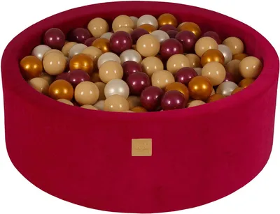 Produktbild von MeowBaby Magenta Bällebad rund 90x30cm, bälle: Burgunderperle/Gold/Weiße Perle/Beige