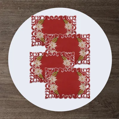Immagine prodotto di 4 Pezzi Sottobicchieri all'Uncinetto - Fiore Rosso