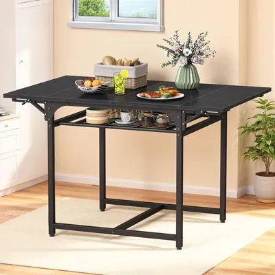 Produktbild von Klappbarer Esstisch, ausziehbarer Tisch mit Ablagefach und 4 verstellbaren Beinen, für 2-6 Personen, 120 x 78 x 75 cm