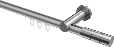 Produktbild von Interdeco Innenlaufstange / Gardinenstange mit Innenlauf Silbergrau / Chrom, Typ Platon Elanto (Rillenzylinder), 20 mm Ø 1-läufig, 400 cm