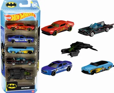 Produktbild von Hot Wheels Batman 5er-Pack Fahrzeuge HLY68