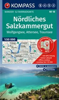 Produktbild von KOMPASS Wanderkarte 18 Nördliches Salzkammergut, Wolfgangsee, Attersee, Traunsee 1:50.000