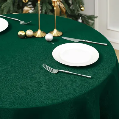 Runde Tischdecke, grün, 140 cm, wasserabweisend, Jacquardmuster