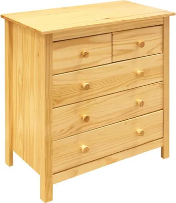 Zdjęcie produktu dla Komoda Möbilia | z 5 szufladami | drewno sosnowe | szer. 46 x gł. 35 x wys. 80 cm | 19020053 | lakier naturalny | seria KOMMODE