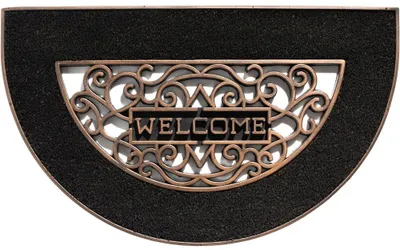 Produktbild von Kokosmatte Welcome Spruch halbrund schwarz als aussen Sauberlaufmatte