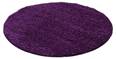 Productafbeelding van Tapijt voor de woonkamer, hoogpolig, paars, 200x200 cm, rond, effen kleur