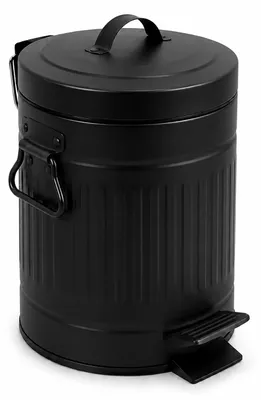 Produktbild von Relaxdays Kosmetikeimer, 3 Liter, Absenkautomatik, entnehmbarer Inneneimer, Metall, Bad Mülleimer mit Deckel, schwarz, KI-generiertes Bild