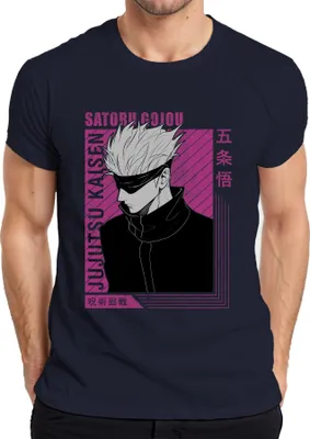 Immagine prodotto di Maglietta da uomo di Satoru Gojo Jujutsu Kaisen con benda per capelli bianchi, Marina, XXL