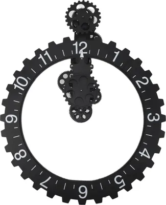 Produktbild von 3D Uhr mit beweglichem Zahnrad Retro große hängende Zahnraduhr rotierende mechanische Stunde Rad Wandkunst dekorative Uhr schwarz