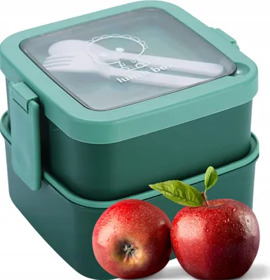Produktbild von Lunchbox mit Etagen – Brotdose mit Besteck & Dichtung – Auslaufsicherer Lebensmittelbehälter für Schule & Büro