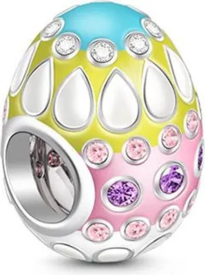 Produktbild von Gnoce Charm buntes Ei BSCS82 Silber