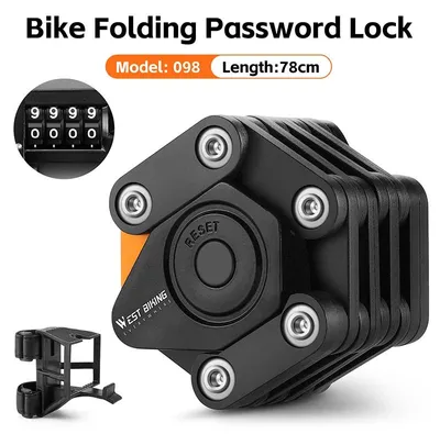 Produktbild von Fahrradschloss - Faltbares Zahlenschloss - Stahlkette - Diebstahlschutz - Für E-Bike und Elektroroller - Schwarz