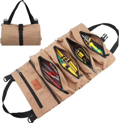 Produktbild von Rolltasche, Rolltasche für Schraubenschlüssel, Mehrzweck-Werkzeug-Organizer aus Segeltuch (Khaki)