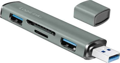 Immagine prodotto di Logilink USB 3.2 HUB 2-port, Gen2 mit Kartenlesern, Alu