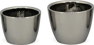 Produktbild von Blumentöpfe 2er-Set sort silber Glanz rund
