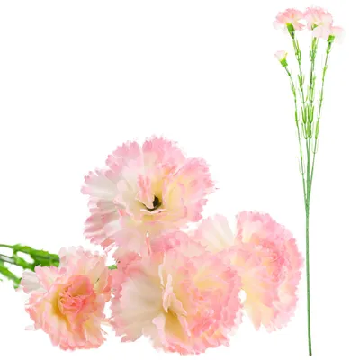 Imagen del producto de Ramo de claveles, claveles artificiales, flores artificiales, realista, rosa, 60 cm