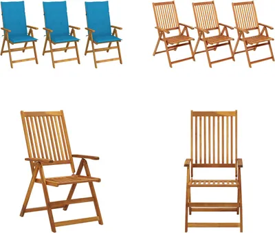 Immagine prodotto di vidaXL Sedie da giardino pieghevoli 3 pezzi con cuscini in legno massiccio di acacia - sedia da giardino - sedie da giardino - sedia da pranzo - sedie da pranzo