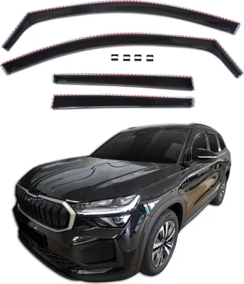Produktbild von J&J AUTOMOTIVE | GP Windabweiser Für Skoda Kodiaq 2 Ab 2024 LSE, 4tlg, GP Regenabweiser, Schwarz, Getönt, Aerodynamisch, Einfache Montage, Befeistigung mit Clips