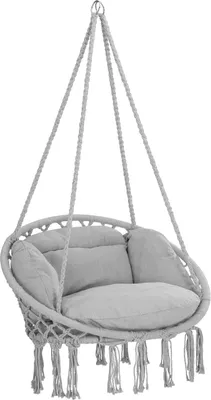 Image de DETEX® Fauteuil suspendu avec coussins gris hamac extérieur chaise suspendue balancelle relax jardin capacité 150 kg fauteuil de lecture