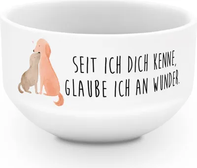 Produktbild von Mr. & Mrs. Panda dessertschale Hunde Liebe - Weiß - Geschenk, Vertrauen, Snackschale, Hund, Obstschale, Optimitisch, Herz, schale, salatschälchen, suppenschale, Schüssel