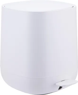 Immagine prodotto di Relaxdays Cestino da bagno, 5 l, cestino per cosmetici con chiusura ammortizzata, finitura opaca, secchiello interno estraibile, cestino a pedale, bianco