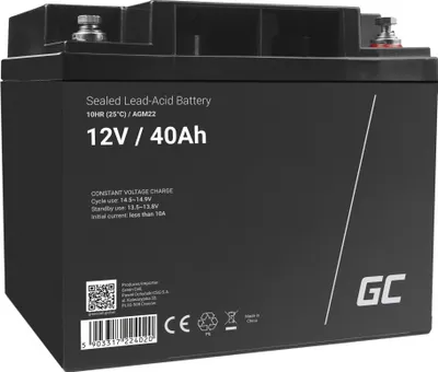 Zdjęcie produktu dla Akumulator Green Cell AGM22 do systemu ups Uszczelniony akumulator kwasowo-ołowiowy (VRLA) 12 V 40 Ah