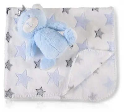Produktbild von Cangaroo Babydecke 90 x 75 cm mit Plüschtier kuschelige Babydecke Krabbeldecke