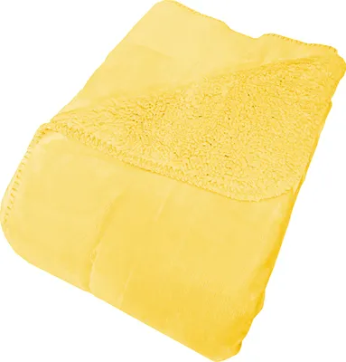 Produktbild von Flanell und Sherpa Wohndecke 150 x 200 cm gelb Oberseite weicher Flanell und Rückseite wärmendes Sherpa