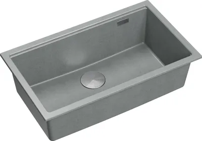 Obrázok produktu pre QUADRON Drez 1-drezový drez | Rozmery: 70 x 37 x 23,5 cm | LOGAN 110 | Kuchynský drez Granitový drez z GraniteQ so sifónom | Sivá + oceľ PVD