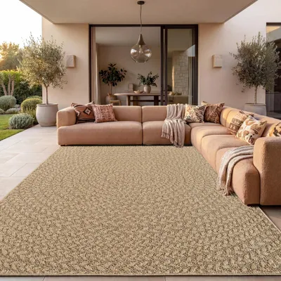 Produktbild von Paco Home Outdoor Teppich Wetterfest Balkon Wohnzimmer Boho Geometrisch Sisal Einfarbig 240x340 cm, KI-generiertes Bild