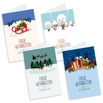 Produktbild von itenga Weihnachtskarten "Landschaften" 8x Klappkarte DIN A6 + Umschlag
