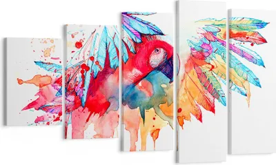 Produktbild von Bild auf Leinwand - Leinwandbild - Natur Malerei Papagei Kinder - 100x60cm - Wand Bild - Wanddeko - Leinwanddruck - Bilder - Kunstdruck - Wanddekoration - Leinwand bilder - Wandkunst - EG100x60-3094