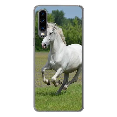 Produktbild von MuchoWow® Handyhülle Schutzhülle Hülle für Huawei P30 Pferde - Natur - Weiß Silikon Softcase Handy Hülle - Kartenbesitzer