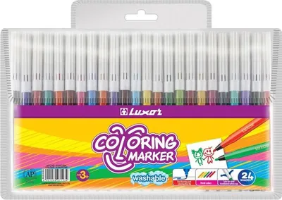 Produktbild von Luxor Filzstifte Set mit 24 verschiedenen Farben, permanent und wasserfest