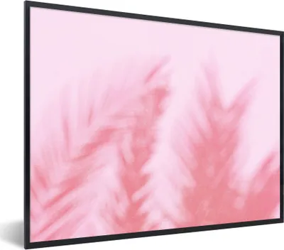 Produktbild von MuchoWow® Gerahmtes Poster Pflanzen - Blätter - Rosa 80x60 cm - Poster mit Schwarzem Bilderrahmen Wandposter Rahmen Foto Bilder - Schwarzem - Mit Gestell