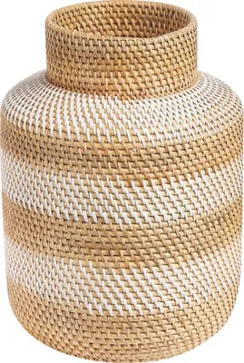 Produktbild von BELIANI Dekovase Beige und Weiß Rattan Natur Stil Wohndekoration